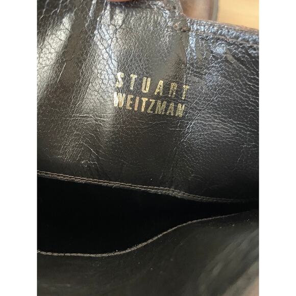 Stuart Weitzman Brown Leather Tall Boots Brass Ring - Picture 10 of 12
